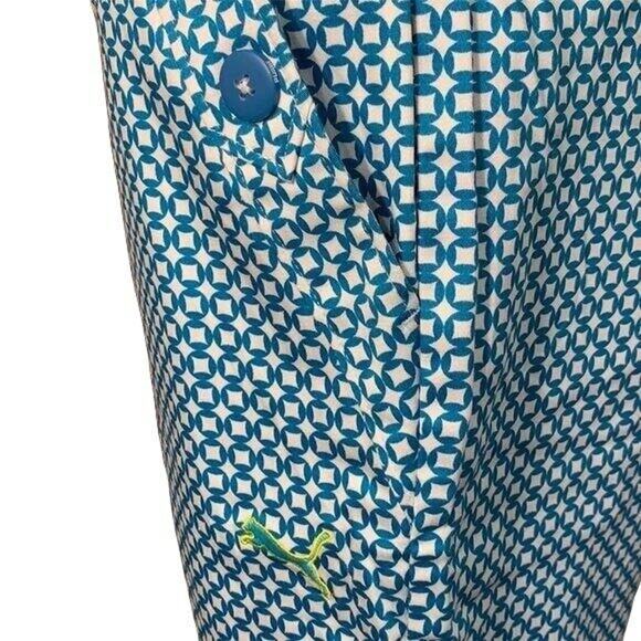 Puma Womens Bermuda Golf Shorts Turkish Tile Print Sporty Teal White Medium - Picture 9 of 16